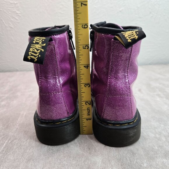 Dr. Martens Platform Combat Boots Little Girl Sz 2 Purple Glitter Lace Up Bootie - Picture 5 of 11